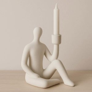 20 Creative Abstract Humanoid Ceramic Candle Holder Minimalist White Figurine Candlestick for Modern Home Office Art Shelf Decoration