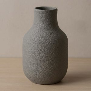 22 Modern Handcrafted Grey Ceramic Vase with Textured Surface Creative Tabletop Flower Pot for Minimalist Home Decor Art Accent