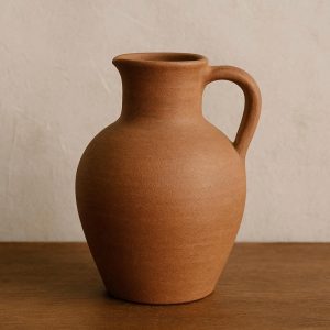 27 Rustic Terracotta Style Ceramic Vase Minimalist Earthy Tone Decorative Jug for Farmhouse Kitchen and Living Room Table Ornament