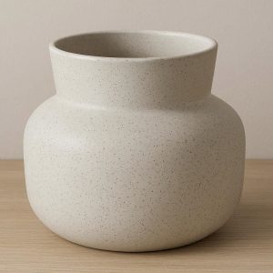 30 Wide Mouth Ceramic Flower Vase with Speckled Finish Modern Minimalist Decorative Pot for Large Bouquets and Living Room Centerpiece