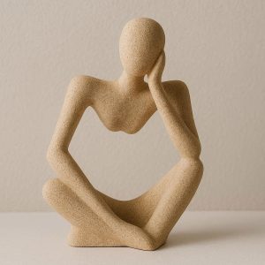 6 Creative Thinking Man Sculpture Sandstone Abstract Figure for Modern Bookshelf Decor Office Desktop Art Ornament Minimalist Style Accent
